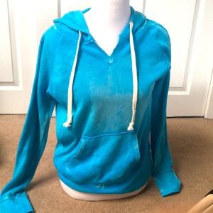 Pretty Ocean Drive Turquoise Distressed Hoodie Sweatshirt
